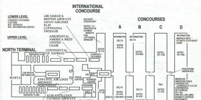 اٹلانٹا ہوائی اڈے کے بین الاقوامی ٹرمینل کا نقشہ