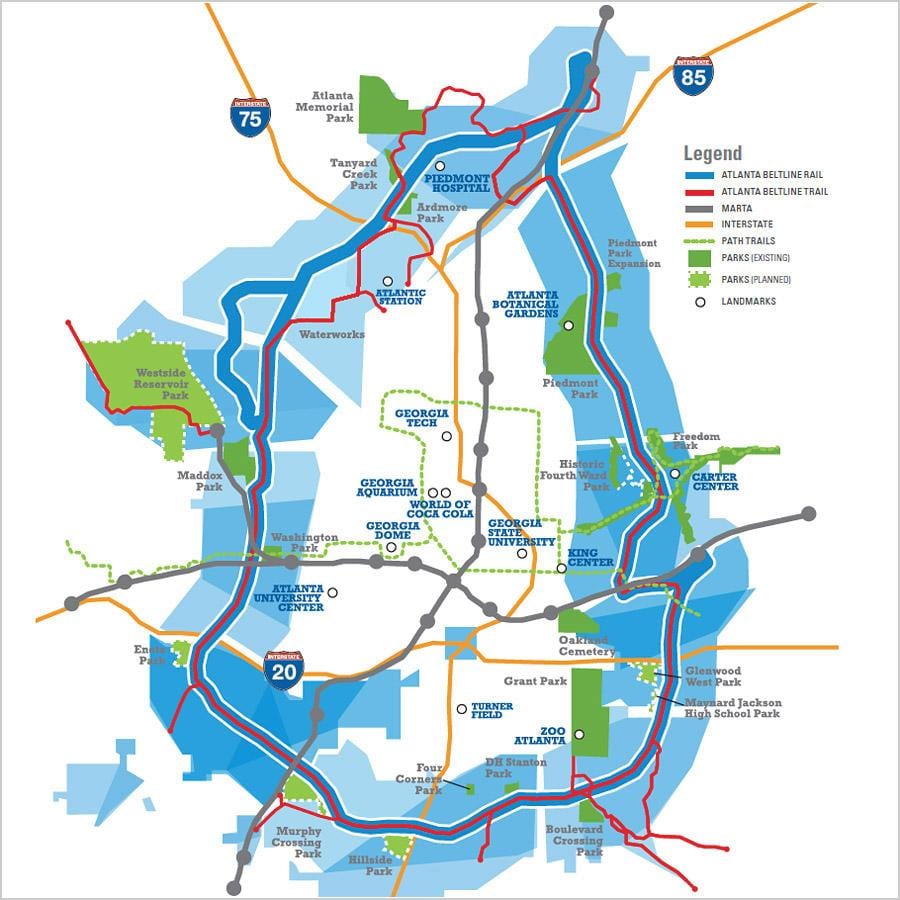 beltline اٹلانٹا نقشہ
