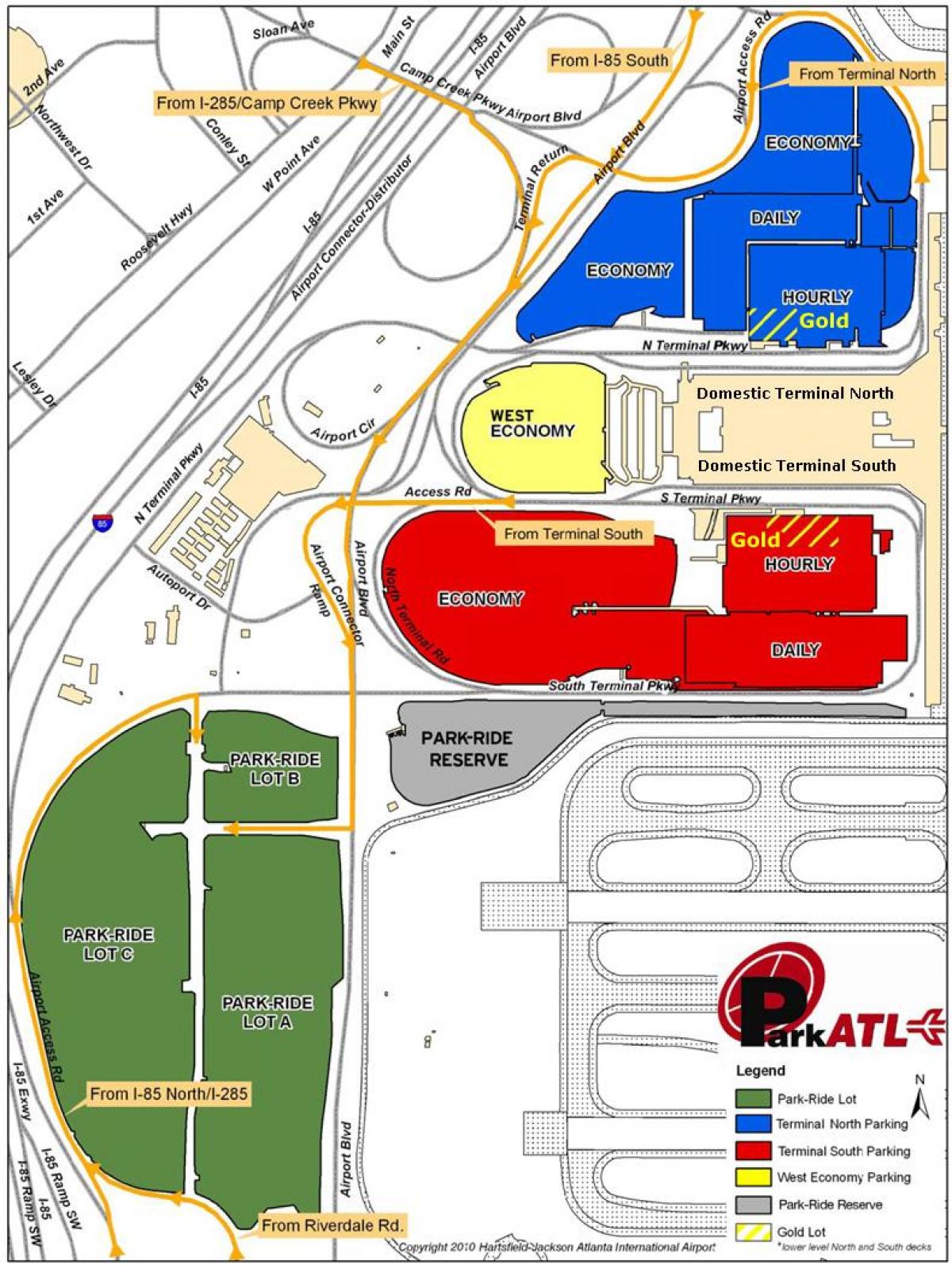 اٹلانٹا Hartsfield ہوائی اڈے پارکنگ کا نقشہ